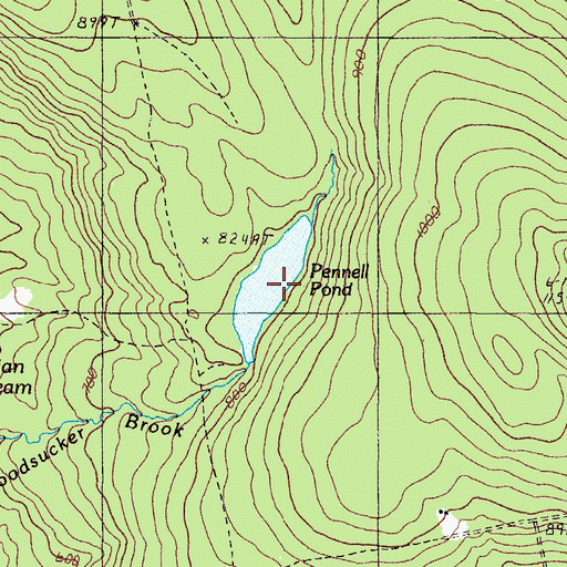 Topographic Map of Pennell Pond, ME