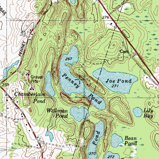 Topographic Map of Penney Pond, ME