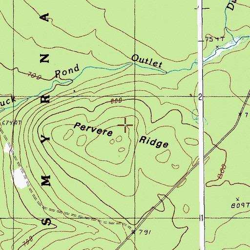 Topographic Map of Pervere Ridge, ME