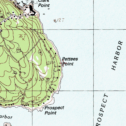 Topographic Map of Pettees Point, ME