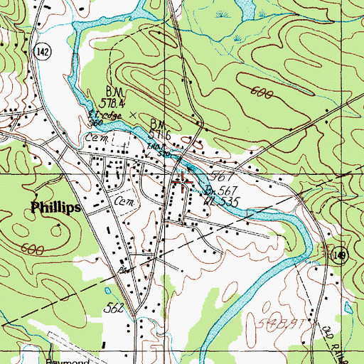 Topographic Map of Phillips, ME