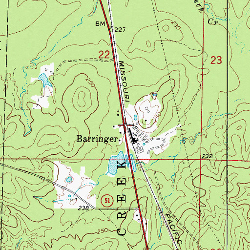 Topographic Map of Barringer, AR