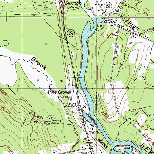 Topographic Map of Pine Grove Cemetery, ME