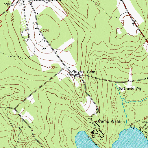 Topographic Map of Pingree Cemetery, ME
