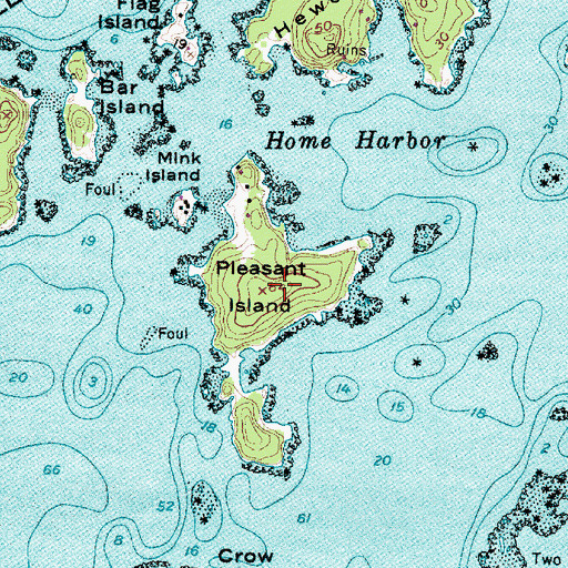 Topographic Map of Pleasant Island, ME