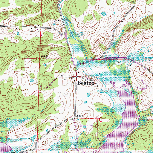Topographic Map of Beaton, AR