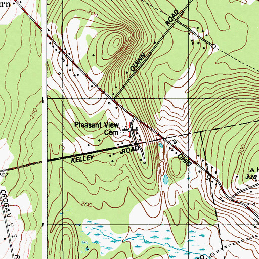 Topographic Map of Pleasant View Cemetery, ME
