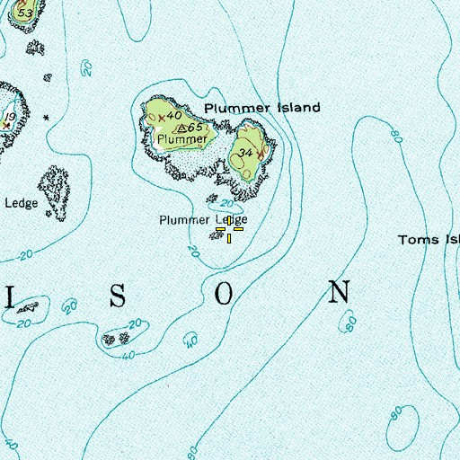 Topographic Map of Plummer Ledge, ME