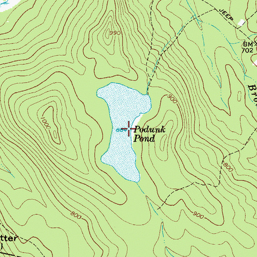 Topographic Map of Podunk Pond, ME