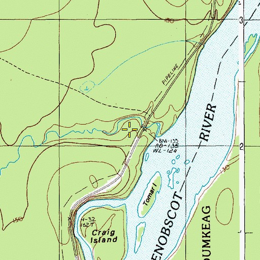 Topographic Map of Pollard Brook, ME