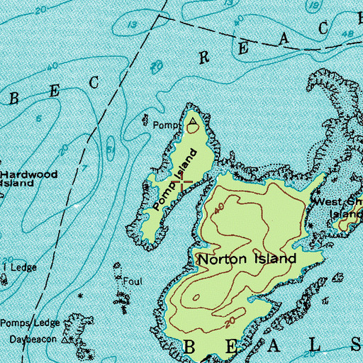Topographic Map of Pomp Island, ME