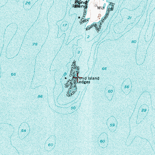 Topographic Map of Pond Island Ledges, ME