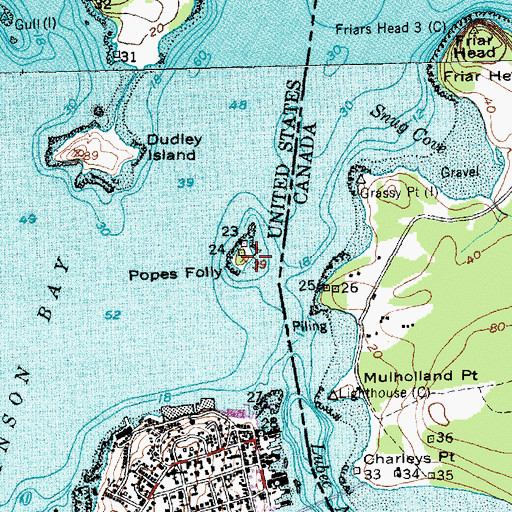 Topographic Map of Popes Folly, ME