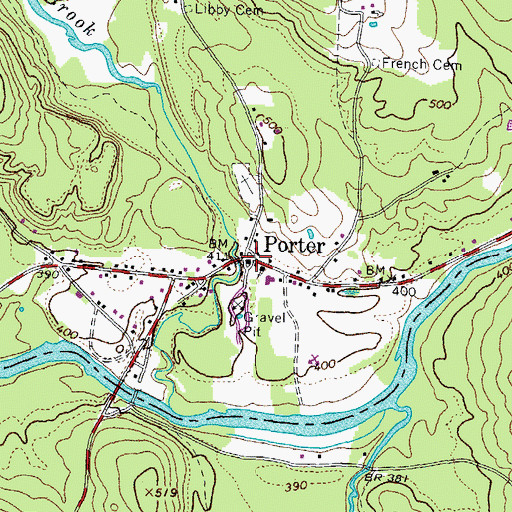 Topographic Map of Porter, ME