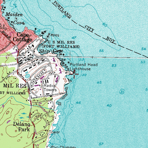 Topographic Map of Portland Head Lighthouse, ME