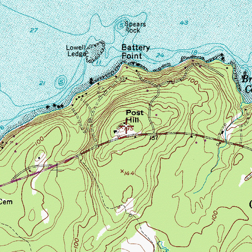Topographic Map of Post Hill, ME
