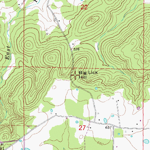Topographic Map of Big Lick Hill, AR
