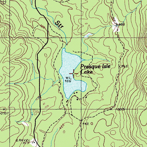Topographic Map of Presque Isle Lake, ME