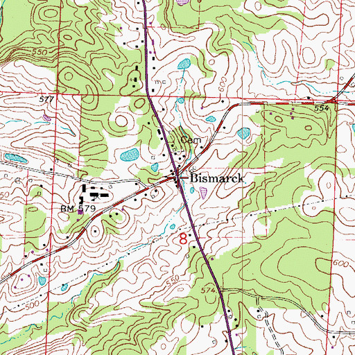 Topographic Map of Bismarck, AR