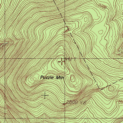 Topographic Map of Puzzle Mountain, ME