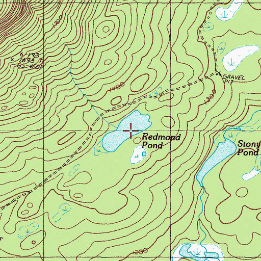 Topographic Map of Redmond Pond, ME