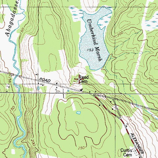 Topographic Map of Reed Cemetery, ME