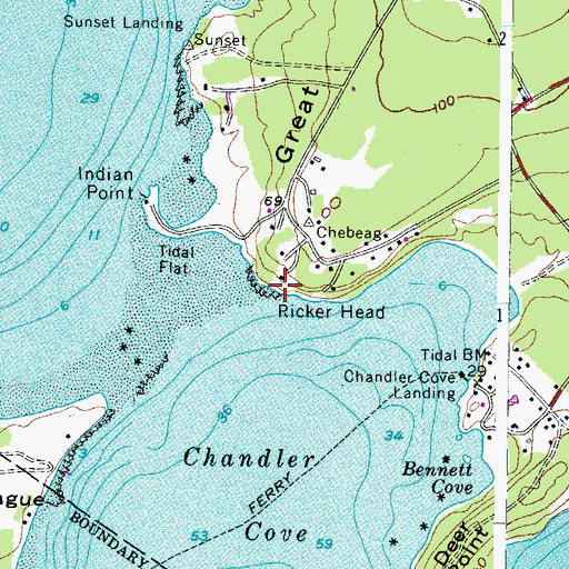 Topographic Map of Ricker Head, ME