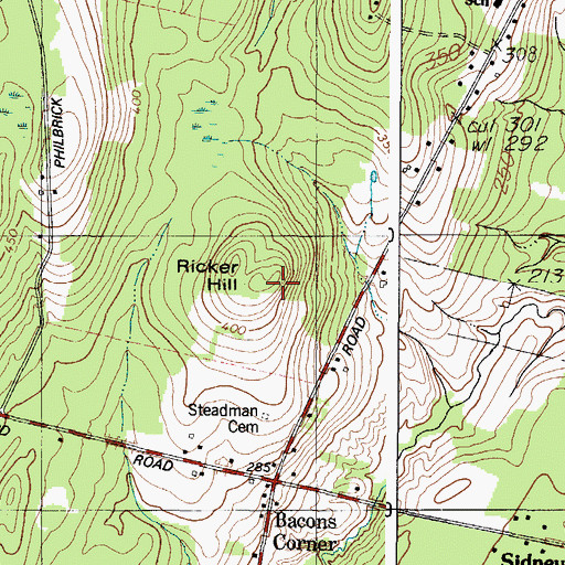 Topographic Map of Ricker Hill, ME