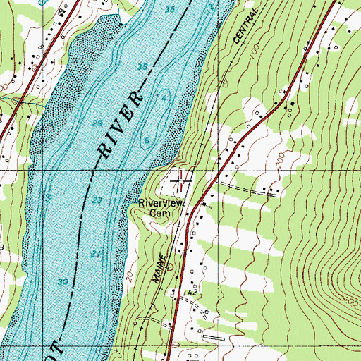 Topographic Map of Riverview Cemetery, ME
