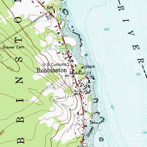 Topographic Map of Robbinston, ME