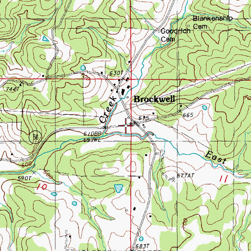 Topographic Map of Brockwell, AR
