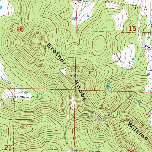 Topographic Map of Brother Knobs, AR