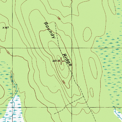 Topographic Map of Roundy Ridge, ME