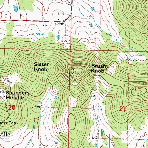 Topographic Map of Brushy Knobs, AR
