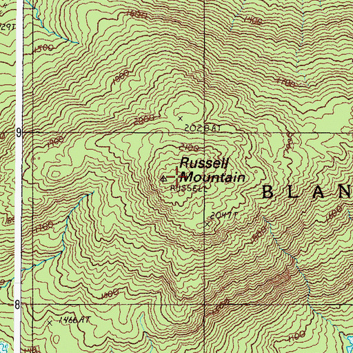 Topographic Map of Russell Mountain, ME