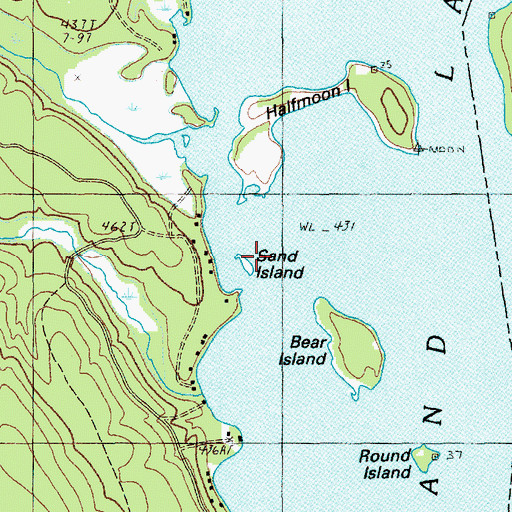 Topographic Map of Sand Island, ME