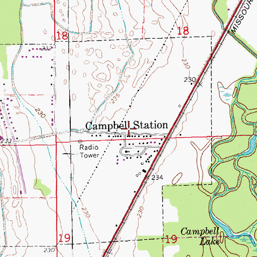 Topographic Map of Campbell Station, AR