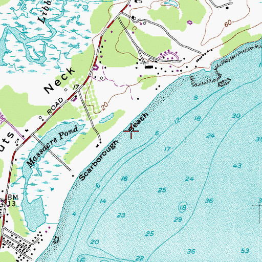 Topographic Map of Scarborough Beach, ME