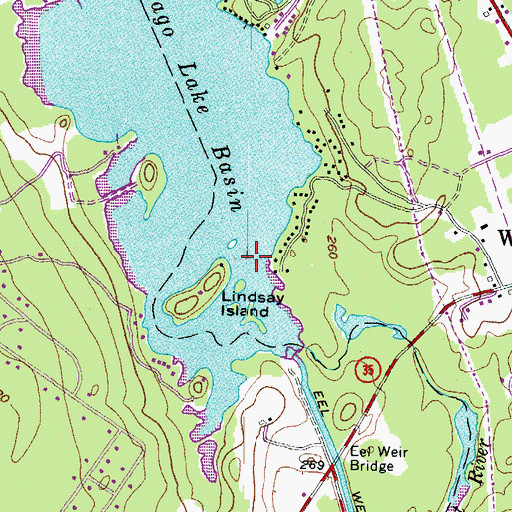 Topographic Map of Sebago Lake Basin, ME