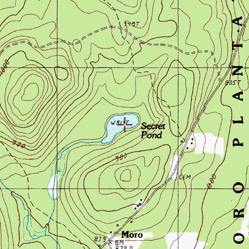 Topographic Map of Secret Pond, ME