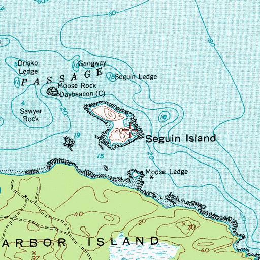 Topographic Map of Seguin Island, ME