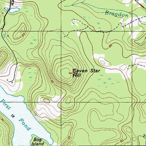 Topographic Map of Seven Star Hill, ME