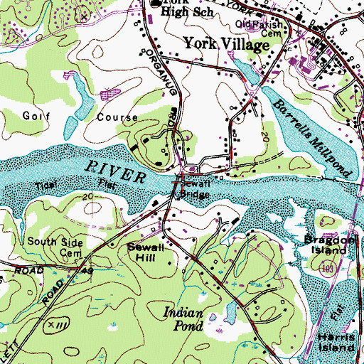 Topographic Map of Sewalls Bridge, ME