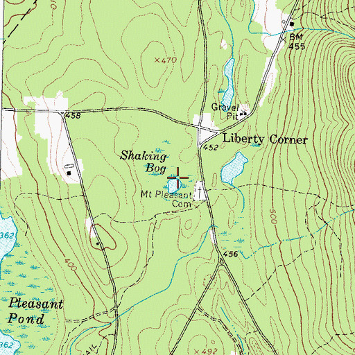 Topographic Map of Shaking Bog, ME