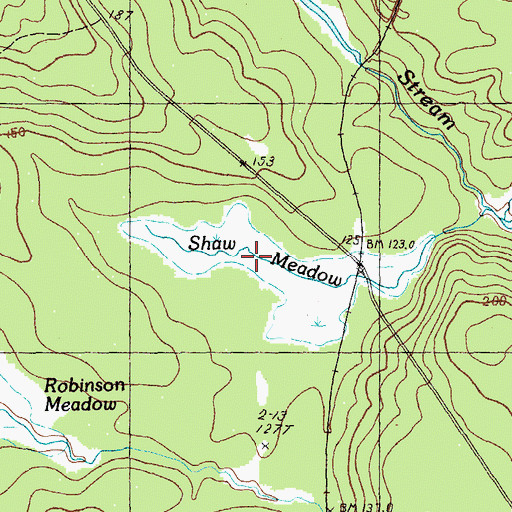 Topographic Map of Shaw Meadow, ME