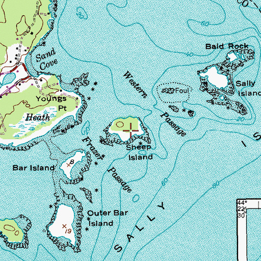 Topographic Map of Sheep Island, ME