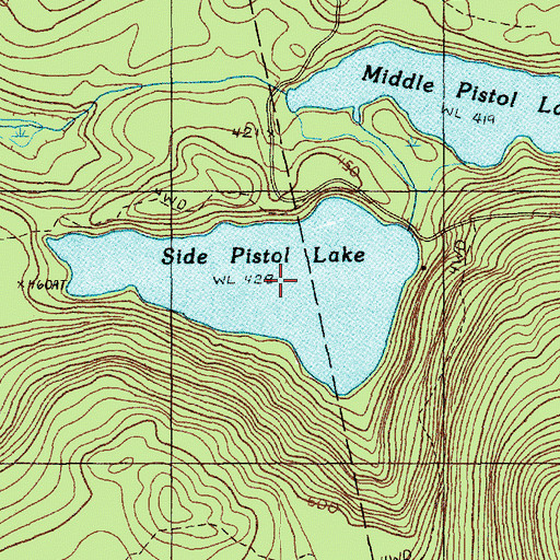 Topographic Map of Side Pistol Lake, ME