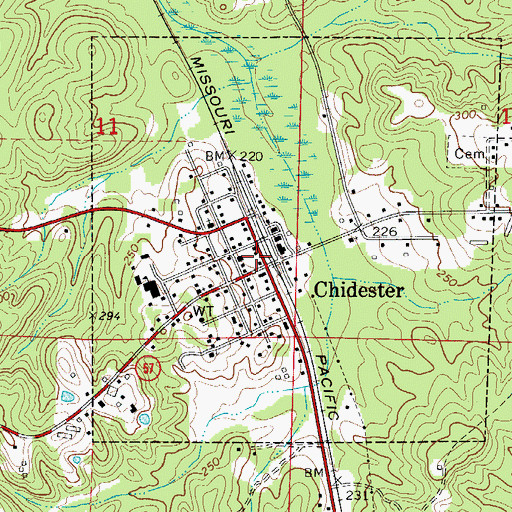 Topographic Map of Chidester, AR