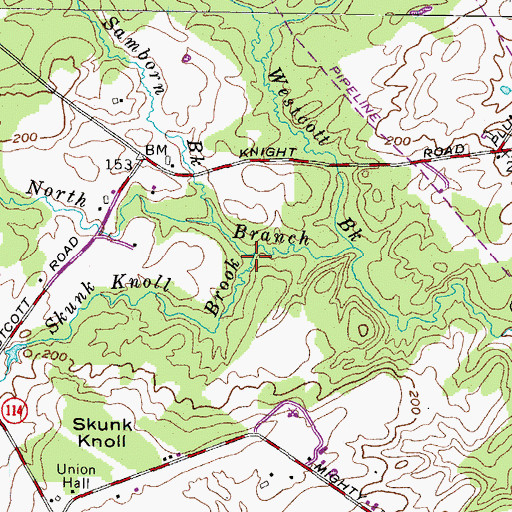 Topographic Map of Skunk Knoll Brook, ME