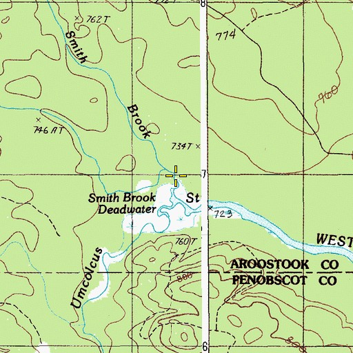 Topographic Map of Smith Brook, ME